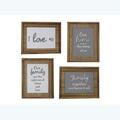 Youngs Wood Framed Box Table & Wall Sign with Raised Word, Assorted Color - 4 Piece 19586